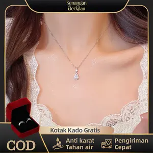 Kenangan Berkilau S925 Perak Murni Kalung Liontin Zirkon Berbentuk Tetesan Air | Model Baru 2026 untuk Wanita | Desain Premium Berkelas | Tahan Air dan Anti Karat | Hadiah Ulang Tahun dan Hari Spesial untuk Wanita COD