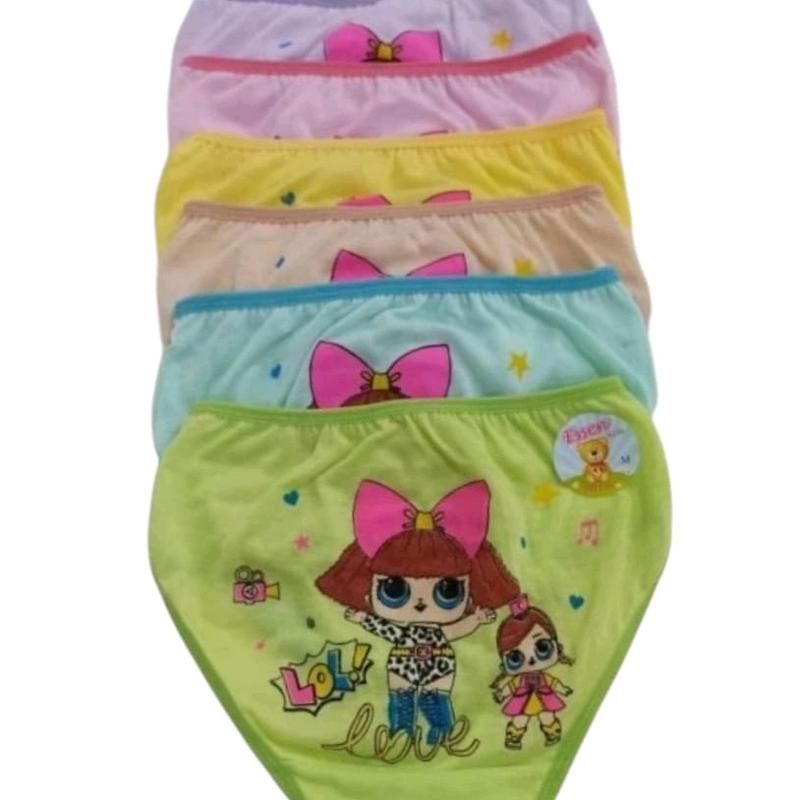 [6pcs,12pcs]Celana Dalam Anak Cewek Essen Katun Karakter S-M-L-XL - Pakaian Fashion Motif 0