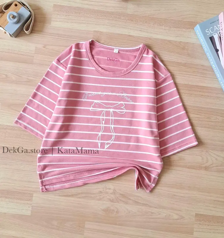 Kaos Anak salur Oversize motif pita kaos Anak perempuan kaos pita kekinian kaos murah 1