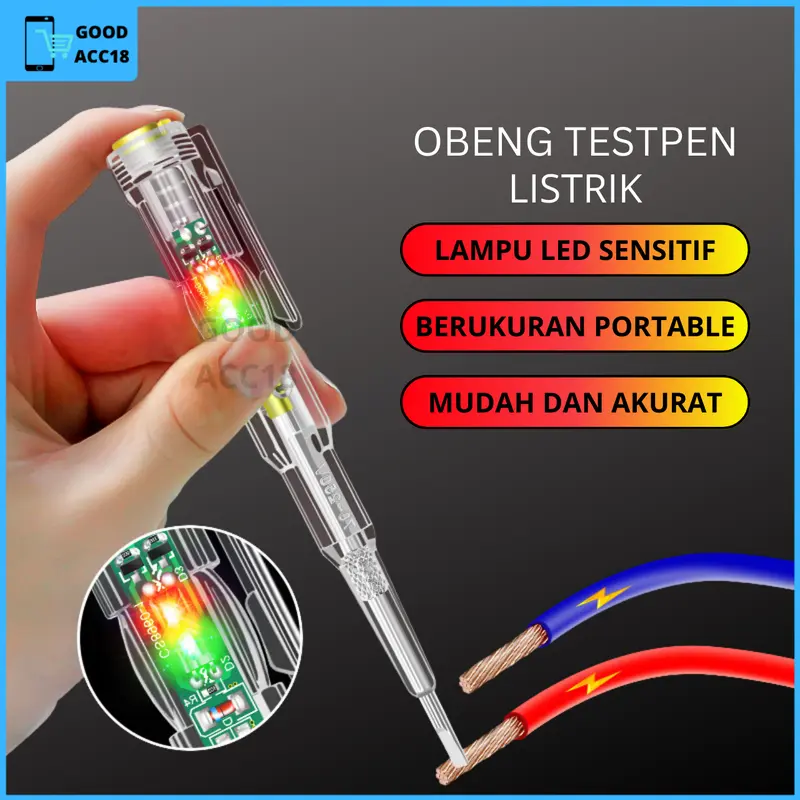 Obeng Tespen Listrik Dual LED dengan Indikator Akurat Alat Pengukur Listrik Multifungsi 0