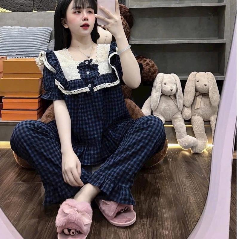 Bộ đũi caro tay ngắn phối ren 2