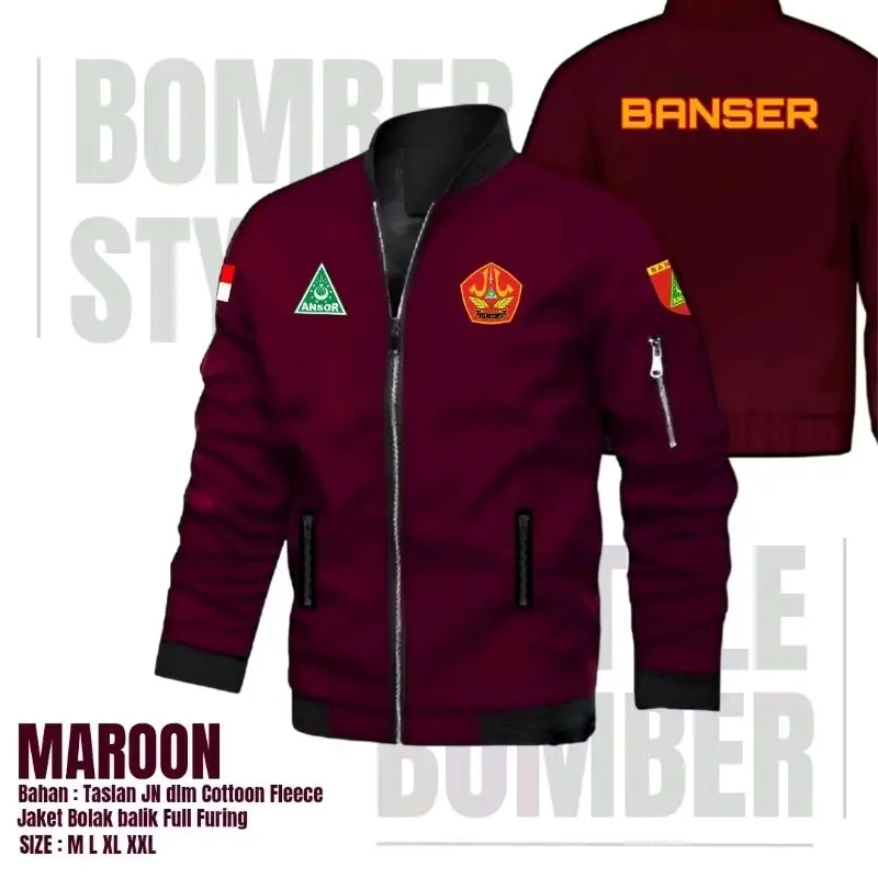 JAKET BANSER NU NAHDLATUL ULAMA ANSOR BOMBER DESAIN SABLON OUTDOOR WATERPROOF TERBARU Pria Distro 3