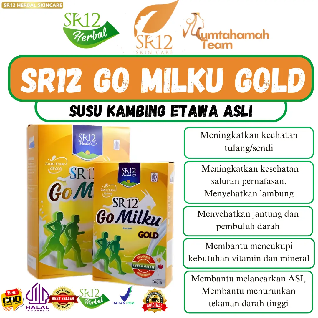 SR12 Go Milku Gold Susu Kambing Etawa Asli Atasi Nyeri Sendi Pegal Linu diabetes berat bebas kolesterol sachet susu bubuk