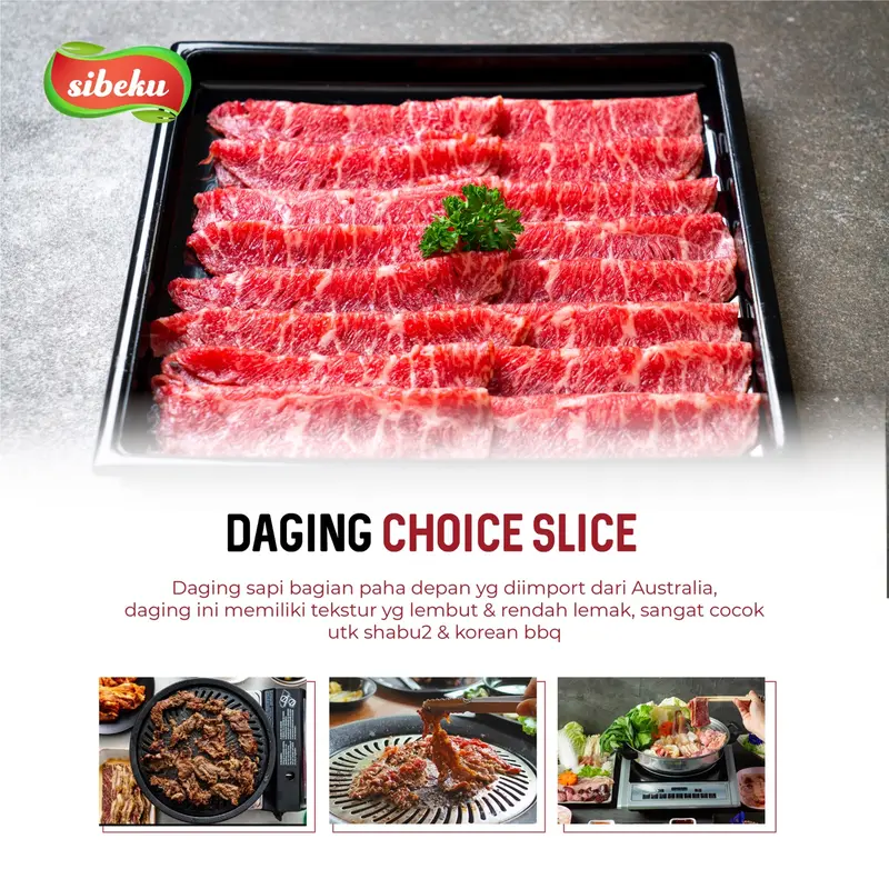Daging Sapi Beef Slice Choice Halal 500 gram Frozen Food AUS - Sibeku beef slice 4