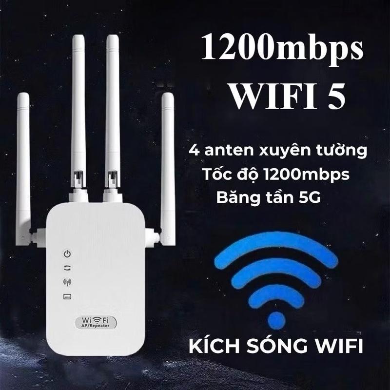  Bộ Kích Sóng Wifi 4 Râu 5G Tốc Độ 1200Mbps - 2.4G 300Mbps Mở Rộng Phủ Sóng Cải Thiện Tốc Độ Wifi Xuyên Tường Tản Nhiệt Cực Tốt 