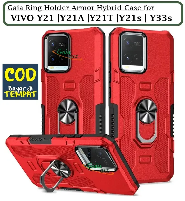 Casing Untuk Vivo Y21/Y21s/Y21t/Y21a| Y33S Hard Case Ring Armor Robot Case Kickstand Hybrid/Ring Holder 2