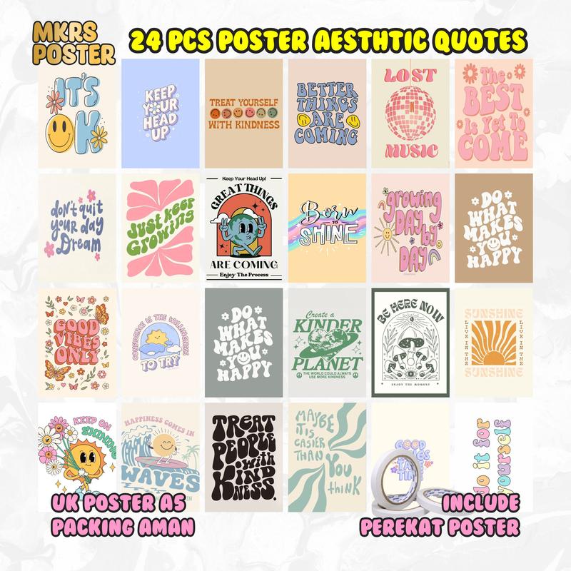 [4 TEMA][ISI 24PCS] Poster Quotes Positive | Kata kata Bijak | Kata ...