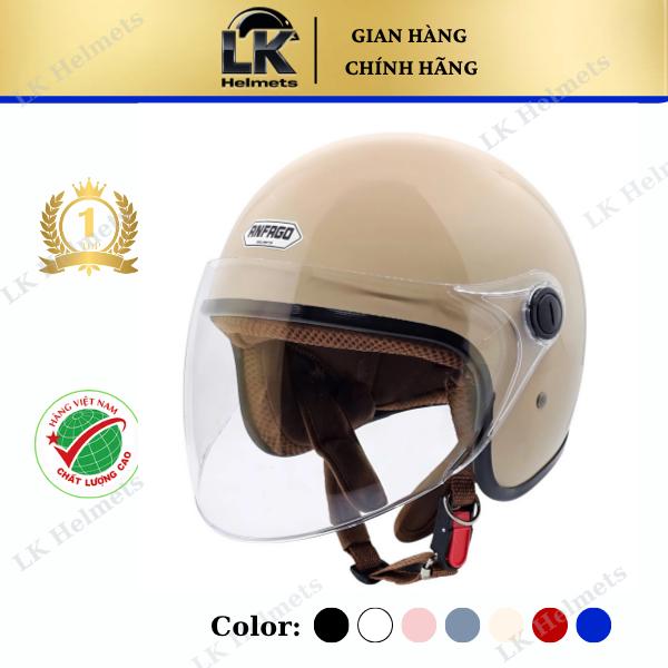 ANFAGO Mũ bảo hiểm 3 4 đầu có kính – Nhựa ABS nguyên sinh lót EPS thụ xung lực lớp lót kháng khuẩn tem CR chính hãng phù hợp cho Nam Nữ