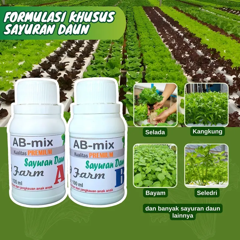 AB Mix 100 ml Cair Pupuk Nutrisi tanaman Hidroponik Sayuran Daun 1