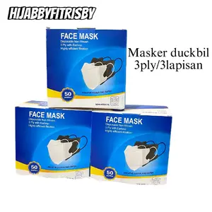 Masker Duckbill IMPOR 3 Ply Earloop Disposable Facemask DuckBill isi 50Pcs | 1 BOX ( 50 PCS ) MASKER DUCKBILL FACE MASK MURAH 3PLY 3 PLY HITAM/PUTIH ISI 50 PCS S3636