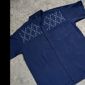 Baju Koko Pria Dewasa Lengan Pendek Koko Bordi Motif Layang-Layang Bahan Katun