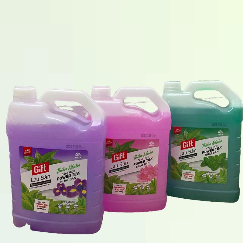  Can nước lau sàn Gift 3kg8 Hương hoa Lily Bạc Hà Hoa Iris 