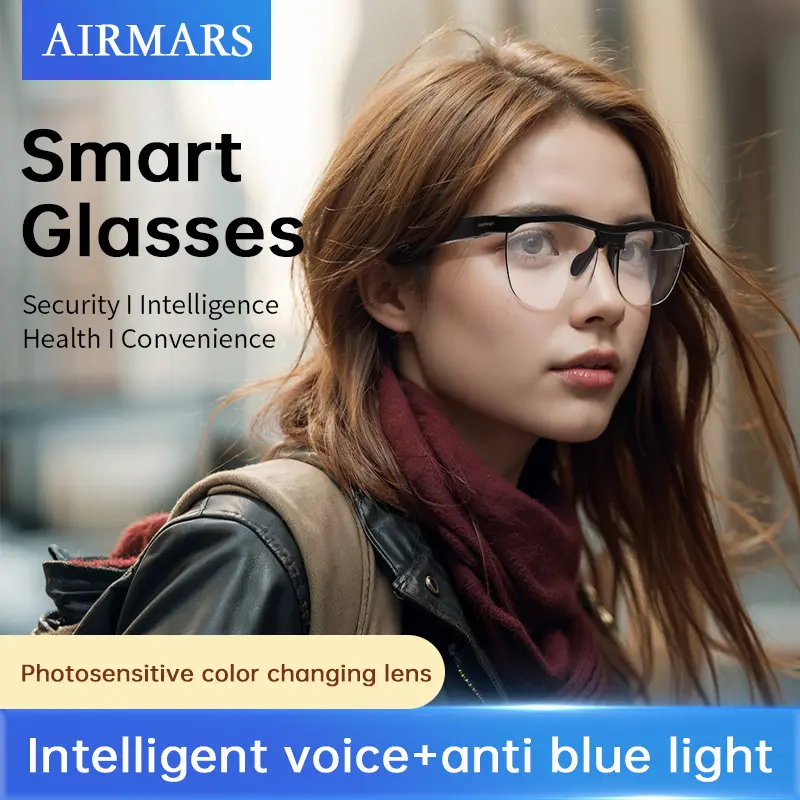 Airmars MG10, Kính thay đổi màu sắc thông minh,  dẫn khí, tai nghe Bluetooth, được kết nối với kính râm nửa gọng thay đổi màu sắc kính  thông  minh