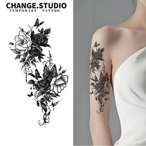 Hình Xăm Tạm Thời, Thiết Kế Cánh Tay Hoa Bướm Hoa Hồng, Lâu Trôi Trong 15 Ngày, Không Thấm Nước, Không Lo Bị Ma Sát, Bao Gồm Miếng Dán Hình Xăm