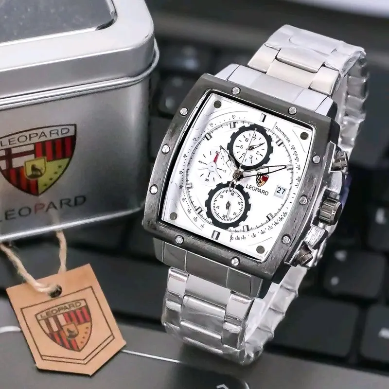 jam tangan rante segi pria leopard tahan air Watches 4