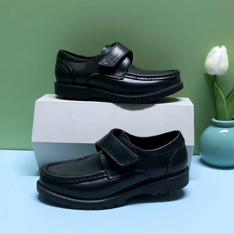 Sepatu Kulit Anak Laki-laki Hitam Model Inggris Sol Lembut Untuk Sekolah Ukuran 26-35