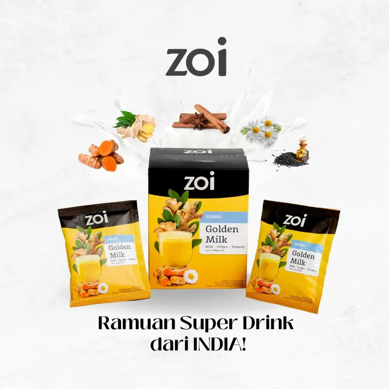 [3 BOX] ZOI GOLDEN MILK Susu Herbal Susu Sehat Susu Kambing, Jahe merah dan Kunyit - Susu Kambing Etawa