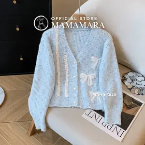 MAMAMARA - Kitty Cardigan Rajut Wanita Knit Top Knitwear Pita Renda Motif Outer Baju