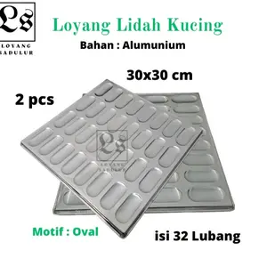 Loyang Lidah Kucing Motip Oval Ukuran 30x30 Isi 32 Lubang - Kitchenware