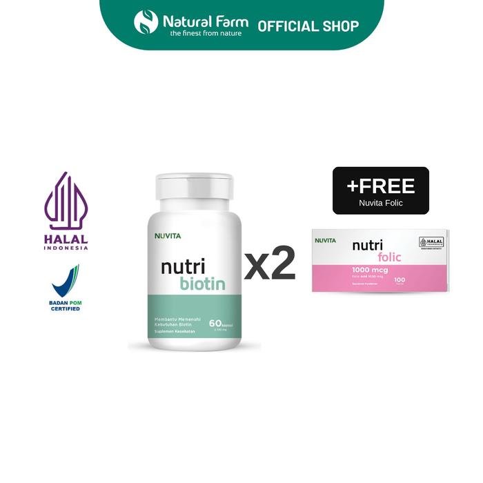 Gambar Nuvita - Nutri Biotin 60 Capsules [2pcs] Free Nuvita Folic Strip Exp 10/26 dari Natural Farm Kota Administrasi Jakarta Barat Tokopedia