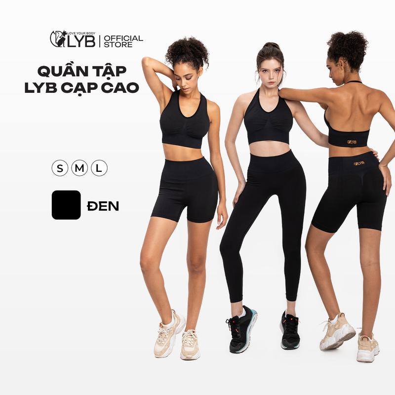 LYB - Quần legging dài cạp cao, quần đùi legging nữ tập gym, yoga co giãn, thấm hút mồ hôi, chống UV