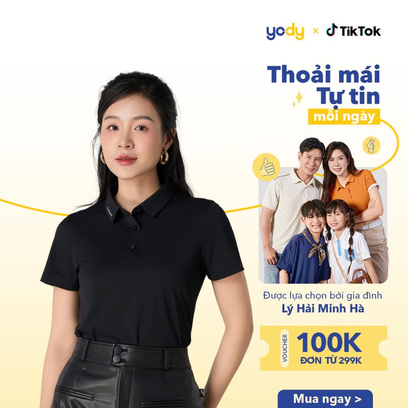 YODY Áo POLO CAFE.DA Nữ Lá Cổ Công Nghệ Không Đường May WAPO25S032