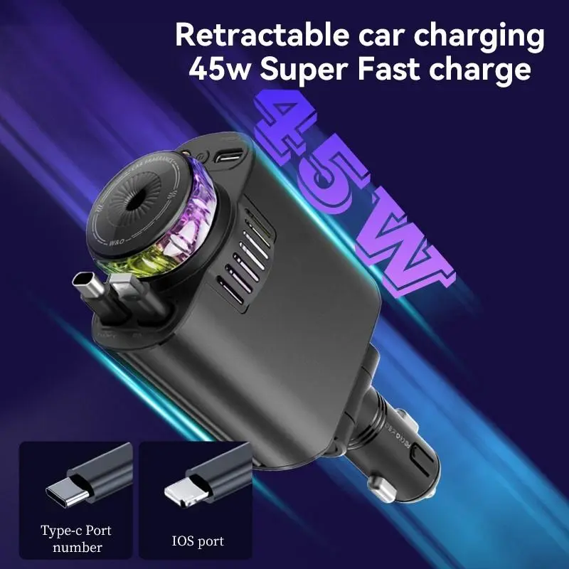 Car Aromatherapy Charger, Multifunctional Car Charger with Atmosphere Light & Aromatherapy Machine, Car Charger with Retractable Line 7