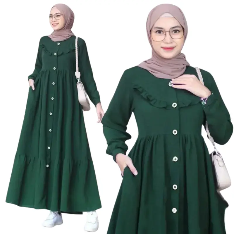 Gamis Archia Crinkle AirFlow Premium Dress Wanita terbaru lebaran 2025 Kancing Muslim gamis  remaja Panjang Wudhu Dewasa Lembut 6