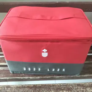 U-Living Tas Tempat Penyimpanan P3K Tas Perlengkapan Medis Tas Organizer Obat Kotak Obat Ukuran Besar Dengan Resleting TT012