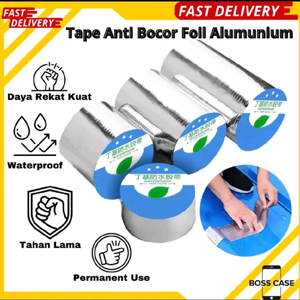 Tape Anti Bocor Aluminium Foil 5M X 5CM Lakban Perekat Isolasi Anti Air Kuat Tahan Lama Panjang 5 Meter