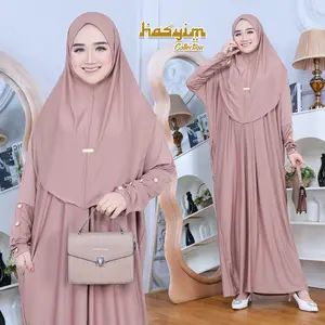 Abaya Set Hijab Gamis Set Jilbab Syari Terbaru Bahan Jersey Premium Umroh Abaya Daily Busui Friendly