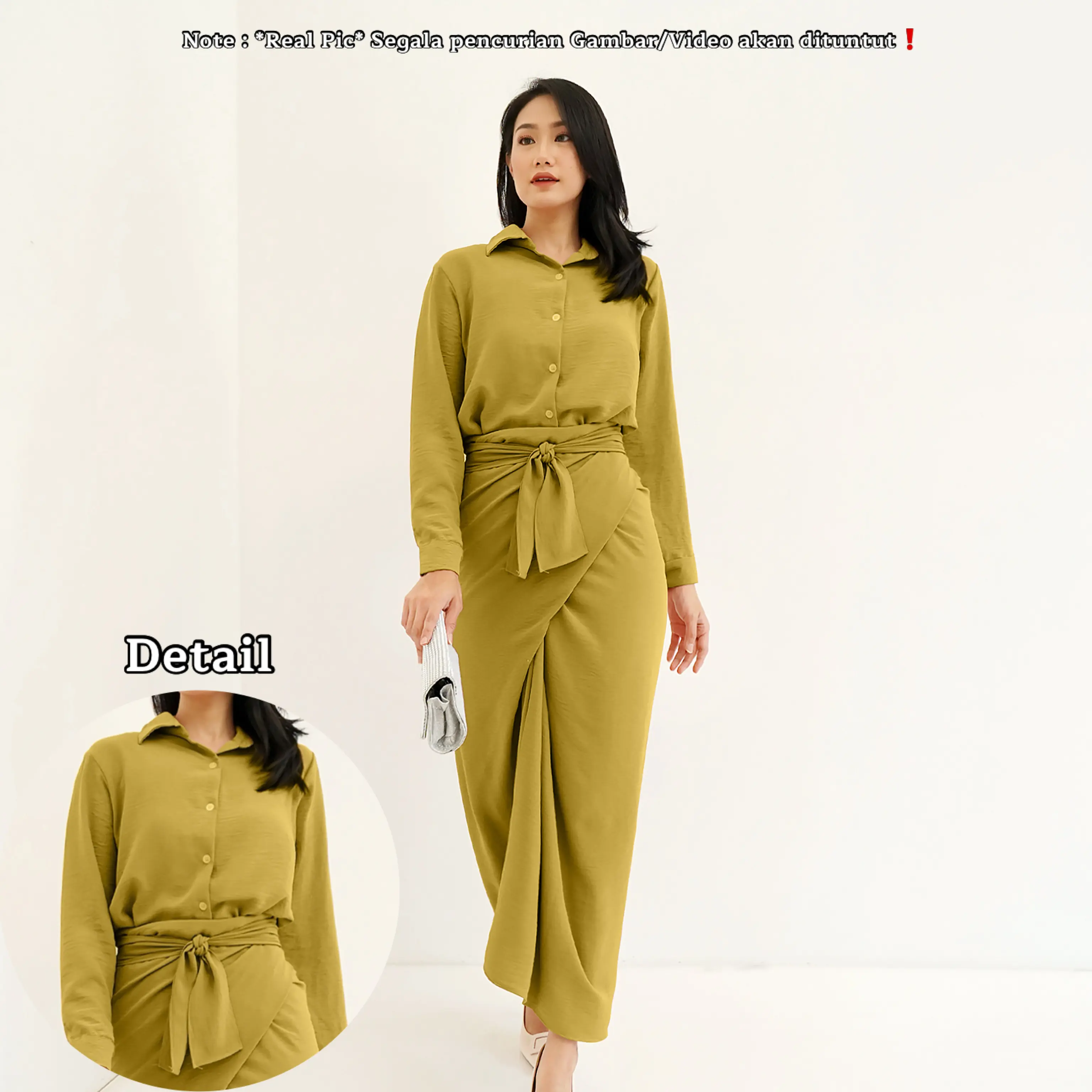 RED Christine Set 0223/Set Atasan dan Rok Lilit Crinkle Wanita/Setelan Formal Informal Kekinian Airflow