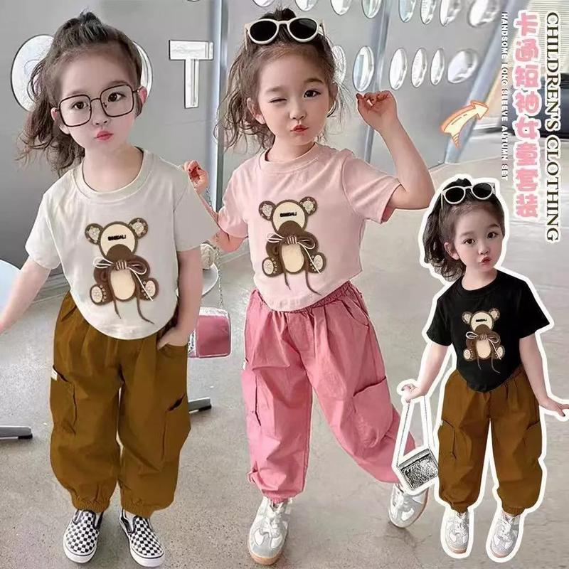 Setelan Anak Kaos Motif Panda Celana Cargo Panjang 1-6 Tahun Terbaru - Baju Anak Perempuan Kargo Panda - Fashion 0