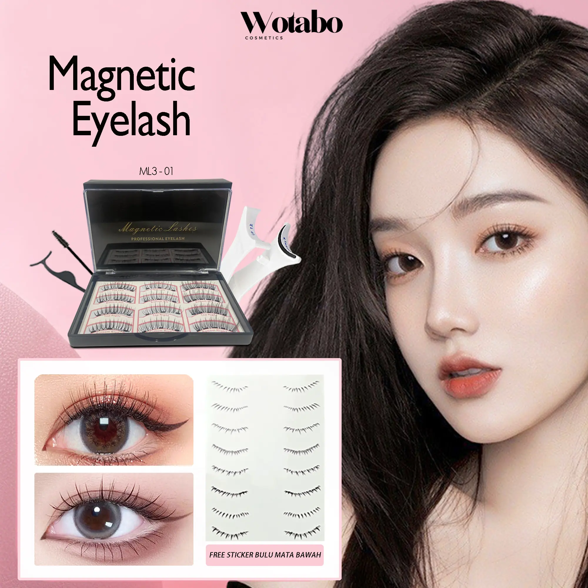 Wotabo - Magnetic Lashes Bulu Mata Palsu Eyelash Extension Tanpa Lem Mempercantik Bulumata