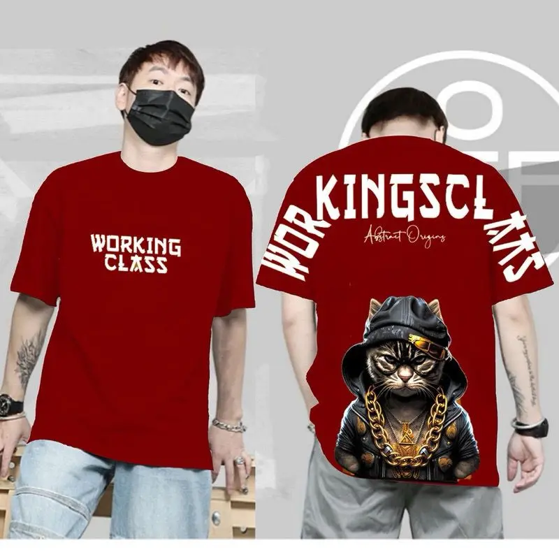 Tshirt kaos distro terkeren Motif Kucing Working class katun combed terlaris terbaru 2024 cowok dan cewek Baju Unisex Lembut 4