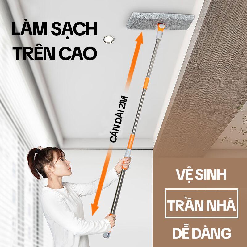 Cây Lau Trần Nhà KITIMOP CEILING Chổi Lau Tường Hình Chữ Nhật Xoay 360 Độ Cán Dài 2M
