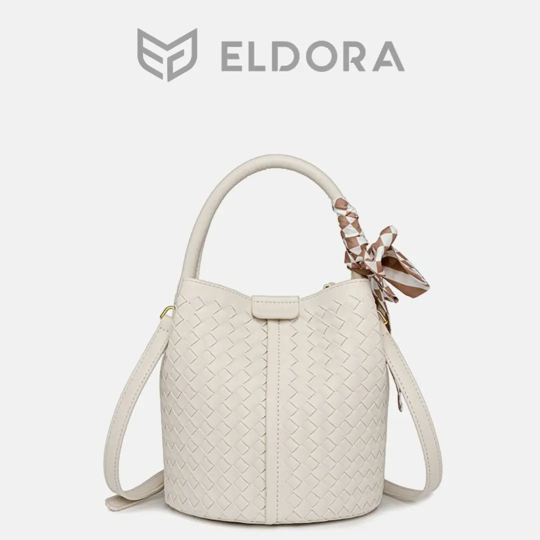 ELDORA Clowy Bag Tas Selempang Anyaman Hitam Putih Wanita Kasual