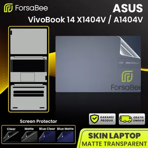 FORSABEE - Skin Protector untuk Laptop Asus Vivobook 14 X1404 A1404 X1404VA A1404VA X1404V A1404V 14" 14 Inch 16:9 Anti Gores Antigores Body Guard Garskin Sticker Stiker Pelindung Matte Transparan Warna Hitam Motif Karbon Carbon