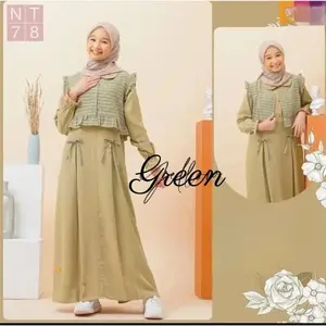 𝕼𝖚𝖊𝖊𝖓 Gamis Anak Tanggung Untuk Usia 10-13 Tahun Alesha Kids Teen Gamis Anak Remaja Perempuan Set Rompi Gamis Anak Katun Rami