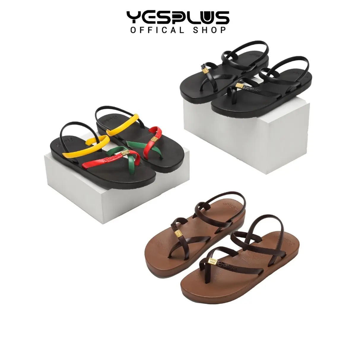 [YESPLUS] 202-1 Sendal Jepit Jelly Wanita Import Kekinian Sendal Tali Jelly Import Terbaru Coklat Hitam Karet Coklat Hitam Sandal