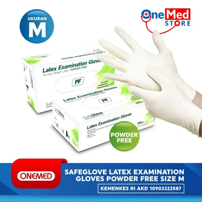 GARANSI Sarung Tangan Latex Safeglove Exam Powder Free PF Putih - M