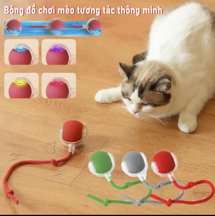 Đồ chơi tương tác cho chó mèo, bóng lăn tự động chạy điện, Có Thể Sạc Lại, Phù Hợp Để Huấn Luyện Mèo Chó, giải phóng chủ nhân, để thú cưng tự chơi đùa