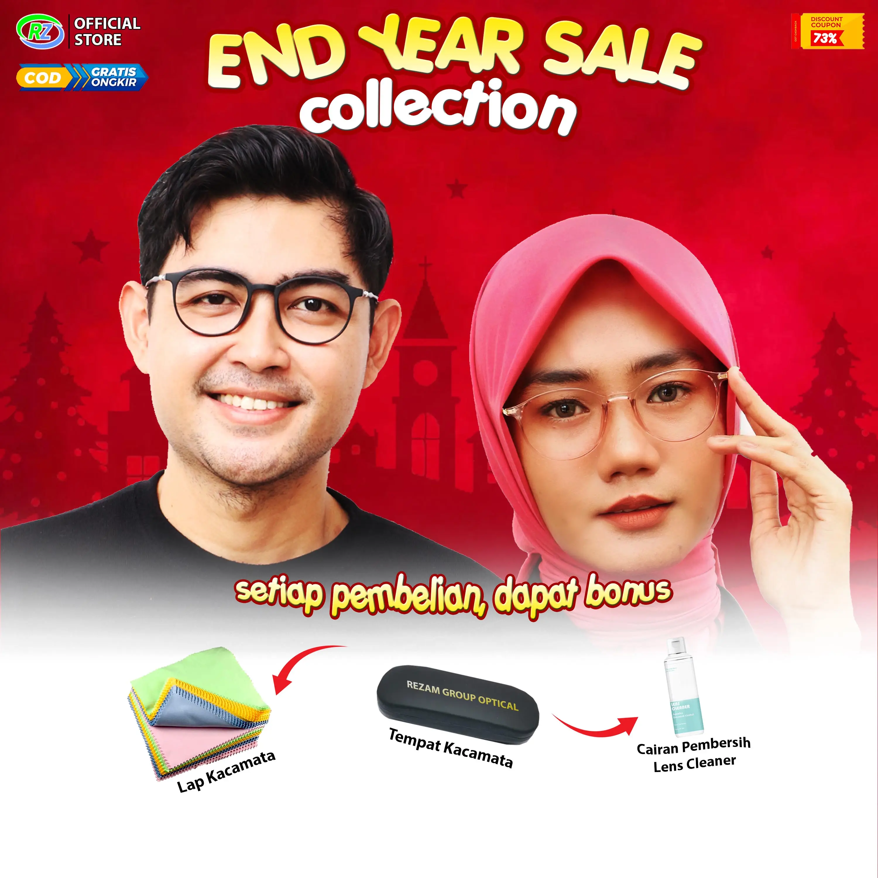 [End Year Sale] Frame Kacamata unisex Oval - Kode RZ002