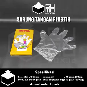 Sarung tangan plastik pelindung steril sekali pakai isi 100 pcs 50 pasang