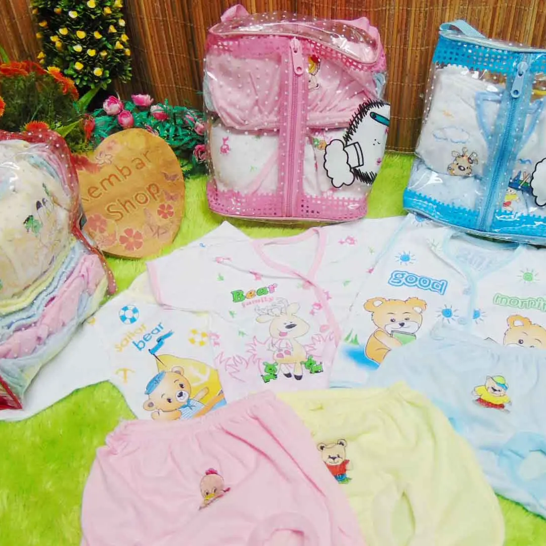 FREE TAS Kado Bayi Paket 6pcs celana pop kacamata bayi plus 6pcs baju bayi newborn