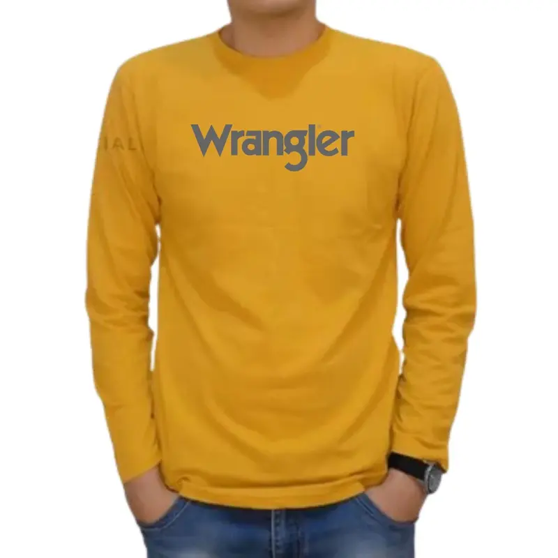 Baju Distro Wrangler Lengan panjang Bahan Katun Combed 24S Kaos Pria Nyaman Lembut Keren Oblong Santai 2