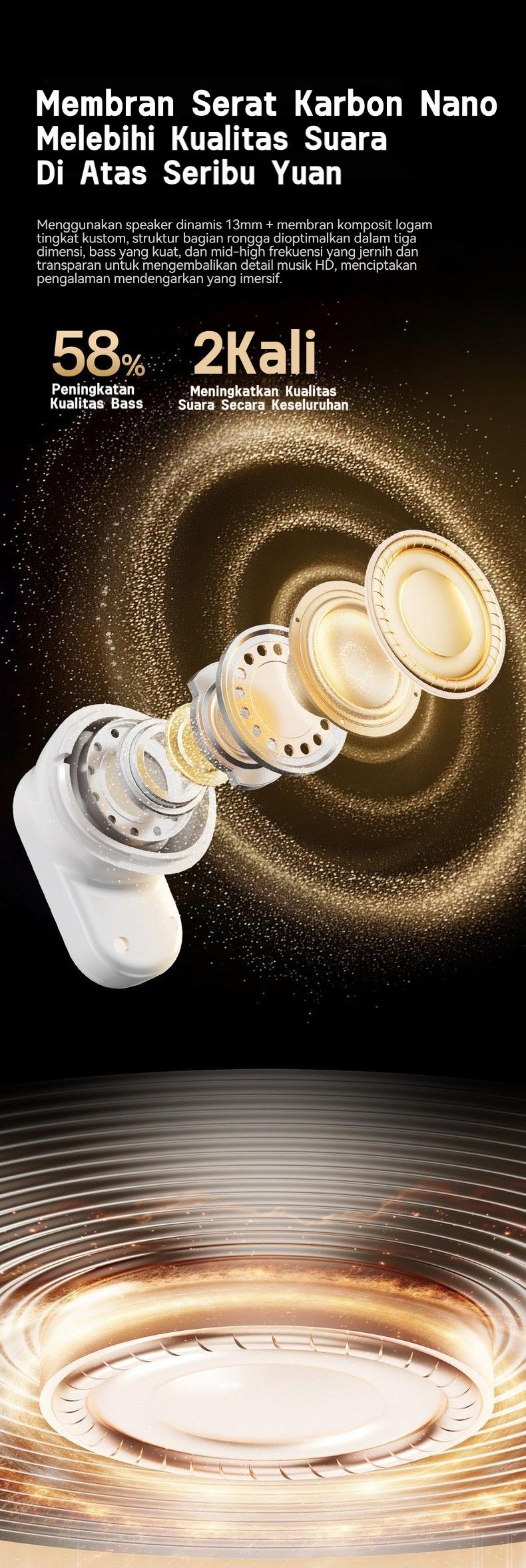 [COD] Yincoree [J16] Earphone Bluetooth 6.0 TWS - Reduksi Kebisingan Hybrid -48dB, 6-MIC ENC, 24 Jam Baterai, Latensi Rendah 0.04s, Audio 360° - Headset Nirkabel Kulit Gading untuk Gaming & Kerja In Ear Peredam Mikrofon Bawaan