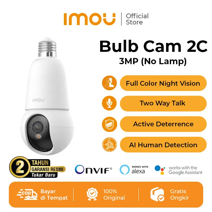 IMOU Bulb / Bulb 2C 3MP Kamera Smart CCTV Wi-Fi 6 Bohlam Lampu Full Color Night Vision AI Human Detection Garansi 2 Tahun 1