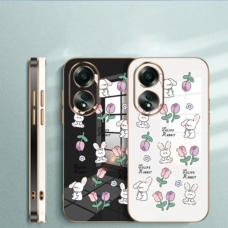 softcase soft case casing hp OPPO A58 4G,Bunga ungu kelinci tren Paket lengkap Sederhana Kartun cute coveringcasing cover Ponsel 4