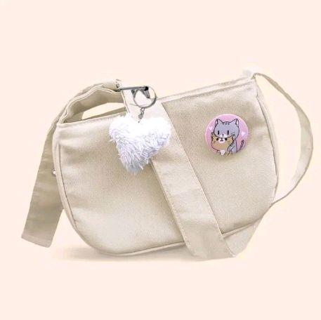 Slingbag Canvas Wanita FDF Slempang Bahu Cremy - Selempang Kanvas 2